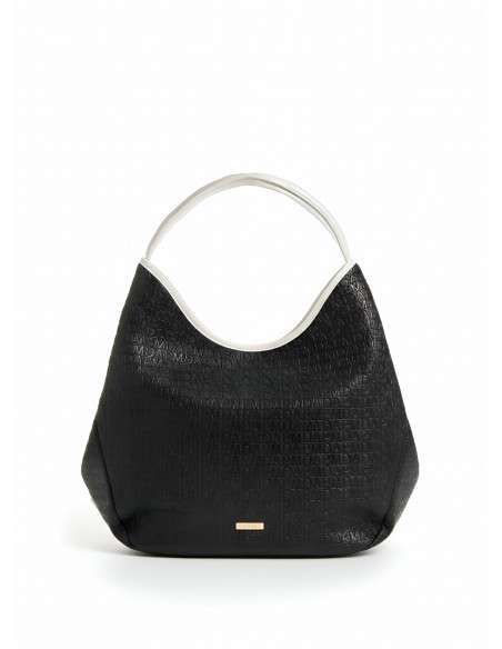 Mala Hobo com Monograma em Relevo e Detalhes Contrastantes