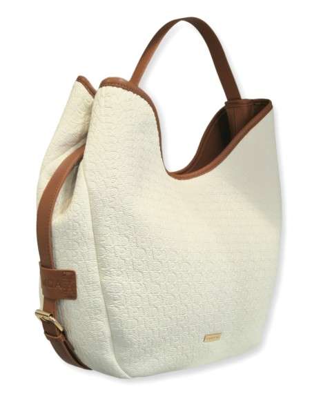 Mala Hobo com Monograma em Relevo e Detalhes Contrastantes